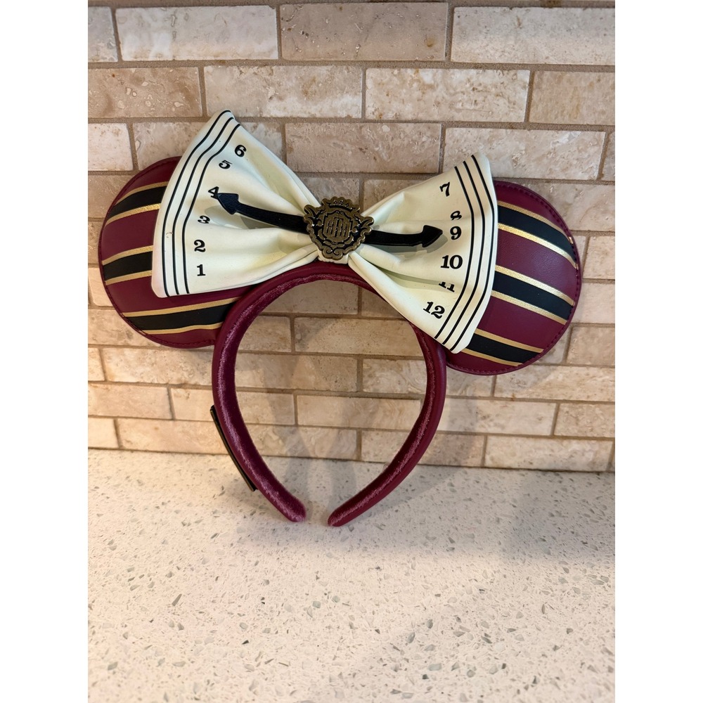 Loungefly Disney Parks Haunted Mansion Minnie Mouse Ears Headband Maroon/Gold